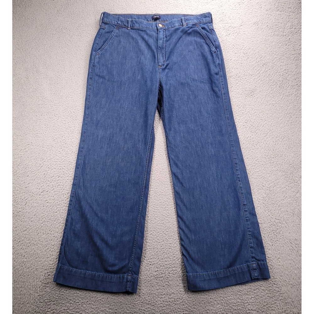J CREW Factory Jeans Womens Size 32 Wide Leg Trouser High Rise Lightweight Denim